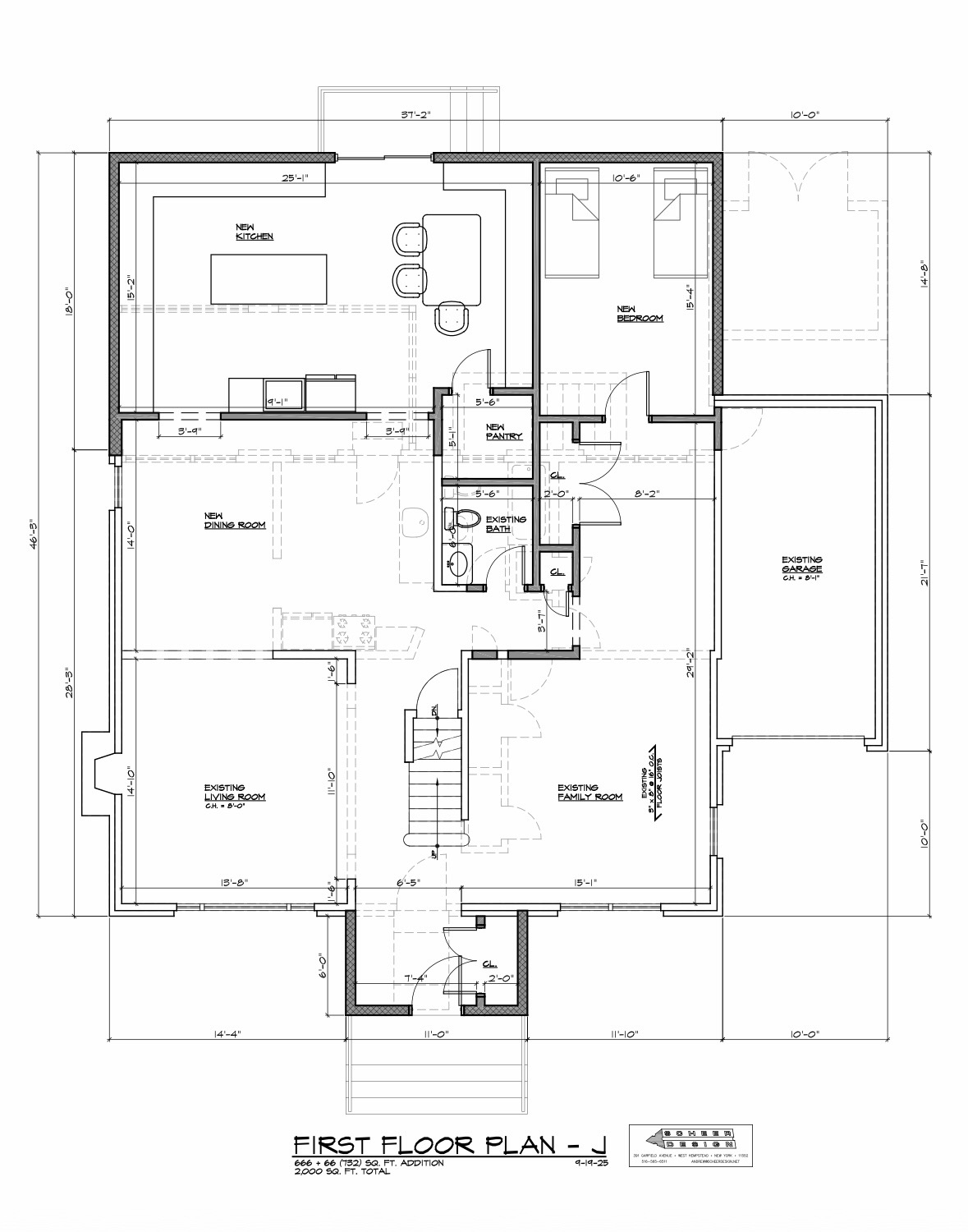 Architect's original first-floor plan for the addition