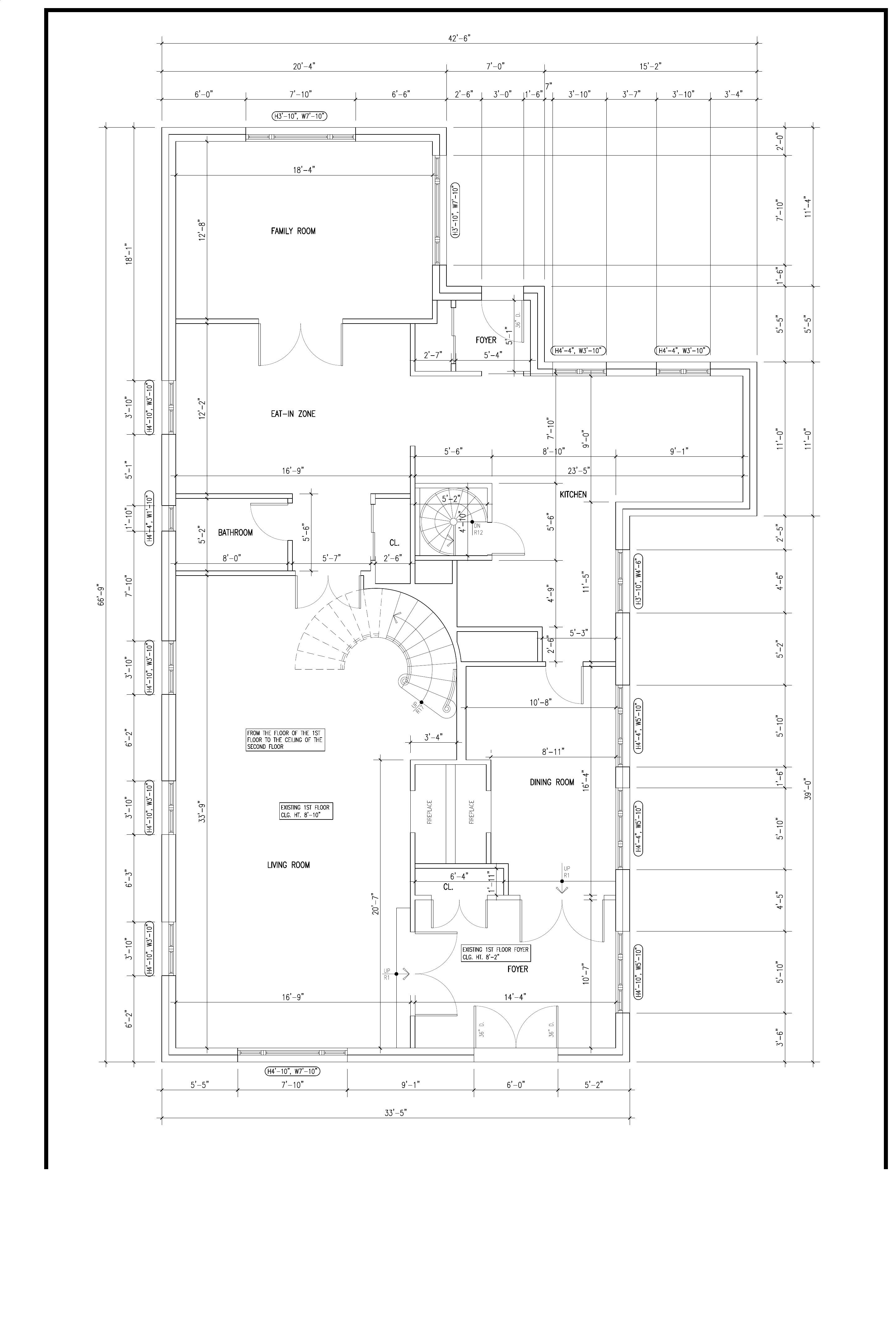 Existing first-floor survey of the Flushing house